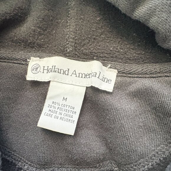 Holland America Line Black Sweatshirt Hoodie Size M Zip-Up Embroidered Logo - Picture 3 of 11